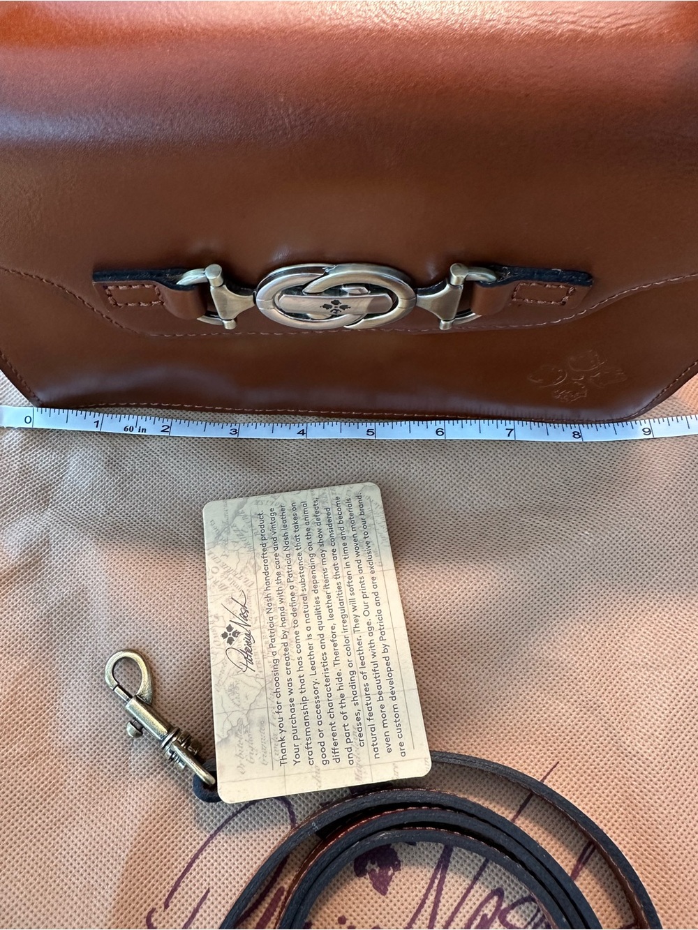 Patricia Nash Top Handle Brown Leather w Crossbody Strap - Picture 9 of 13